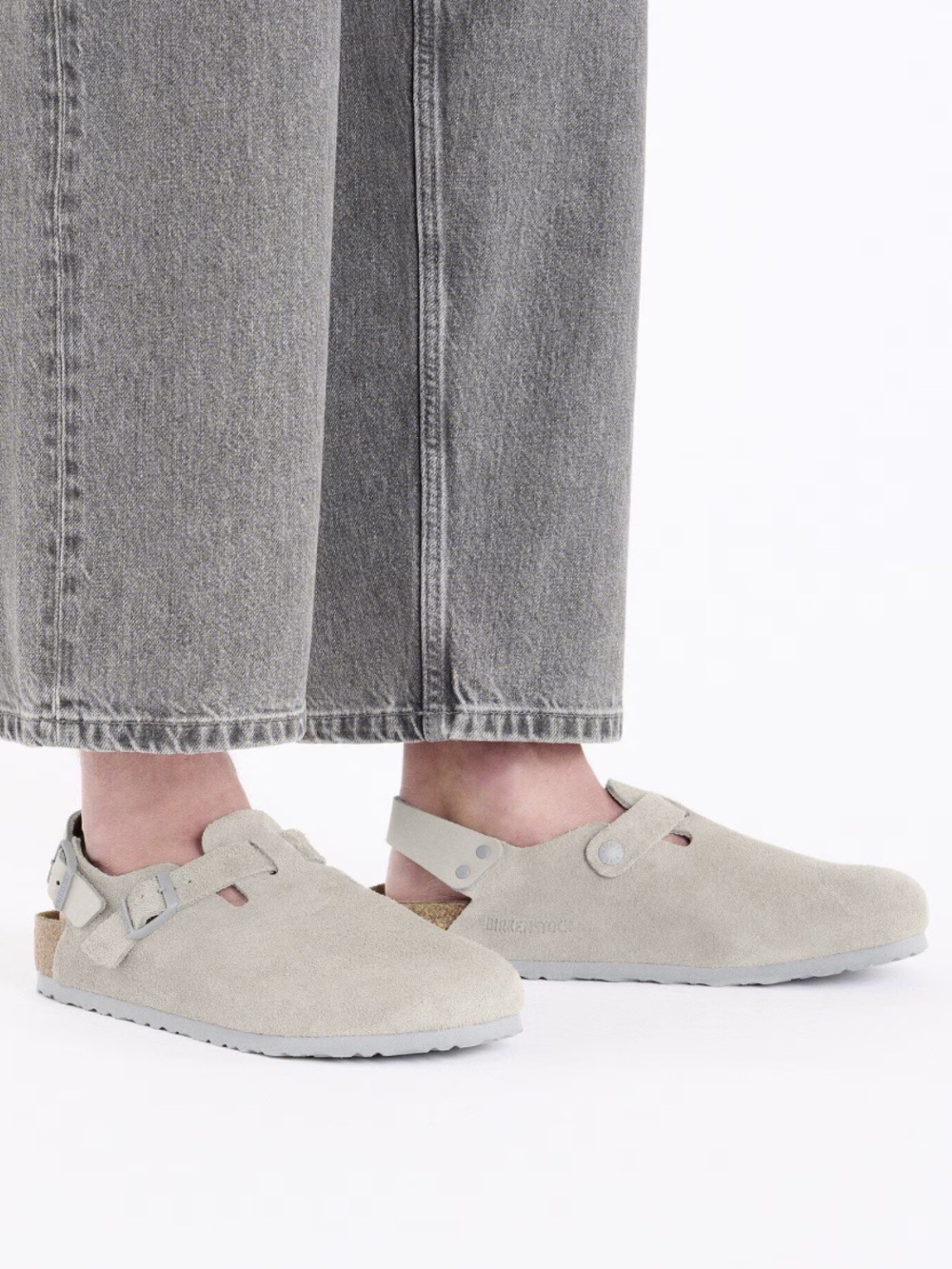 Birkenstock Tokio Grey Suede Clogs with Ankle Strap 40 9 9.5